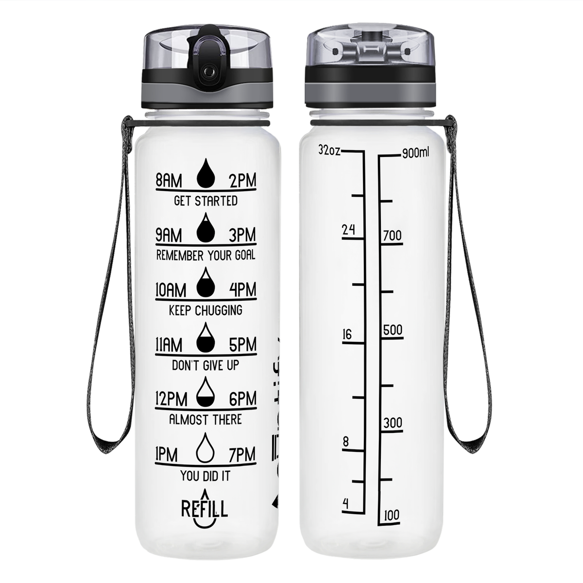 Cuptify Clear Frosted Motivational Water Bottle