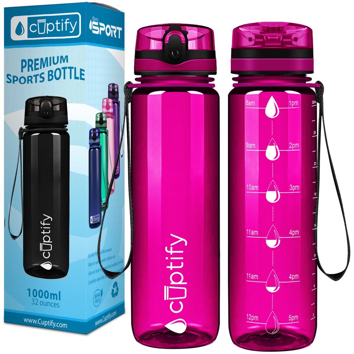 Cuptify Fuchsia 32 oz Water Bottle