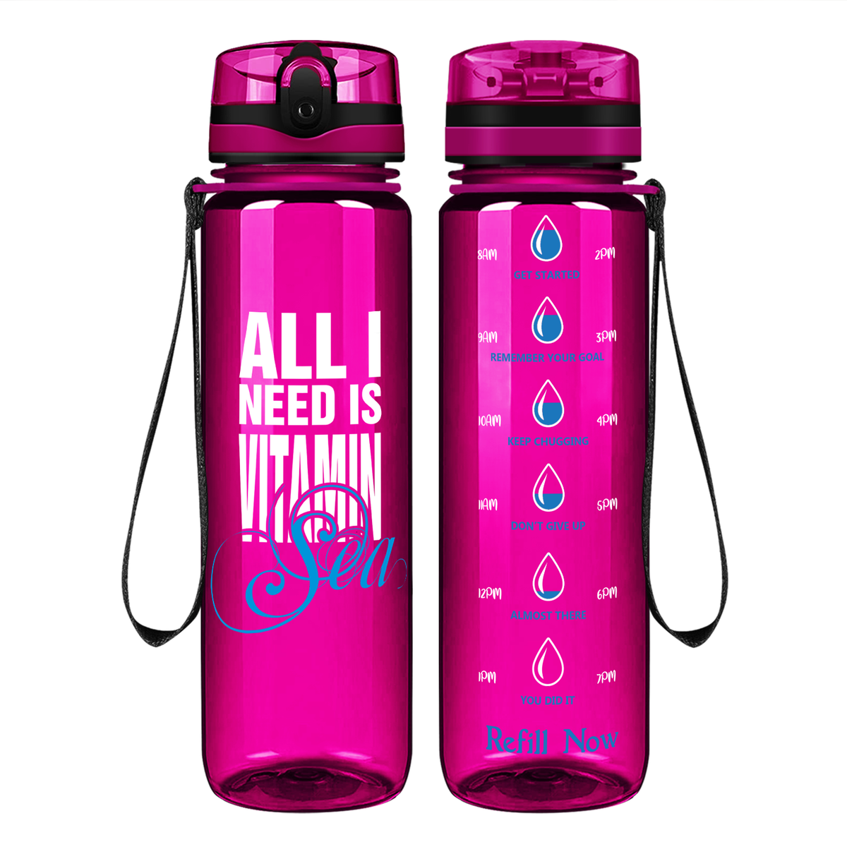 Vitamin Sea on 32 oz Motivational Tracking Beach Water Bottle