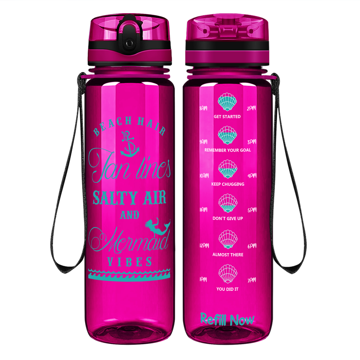 Beach Hair Tan Lines on 32 oz Motivational Tracking Water Bottle