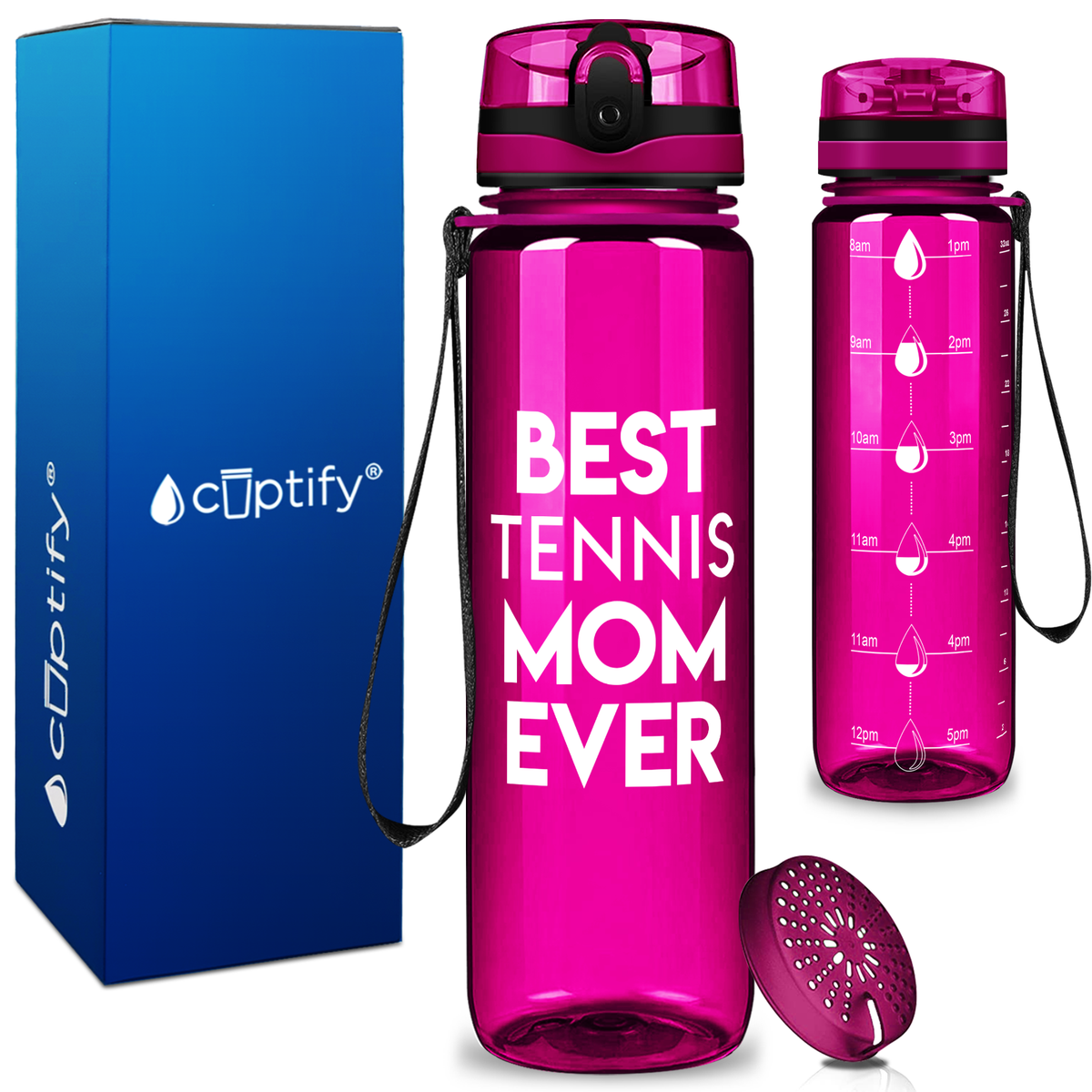 Best Tennis Mom Ever on 32 oz Motivational Tracking Water Bottle
