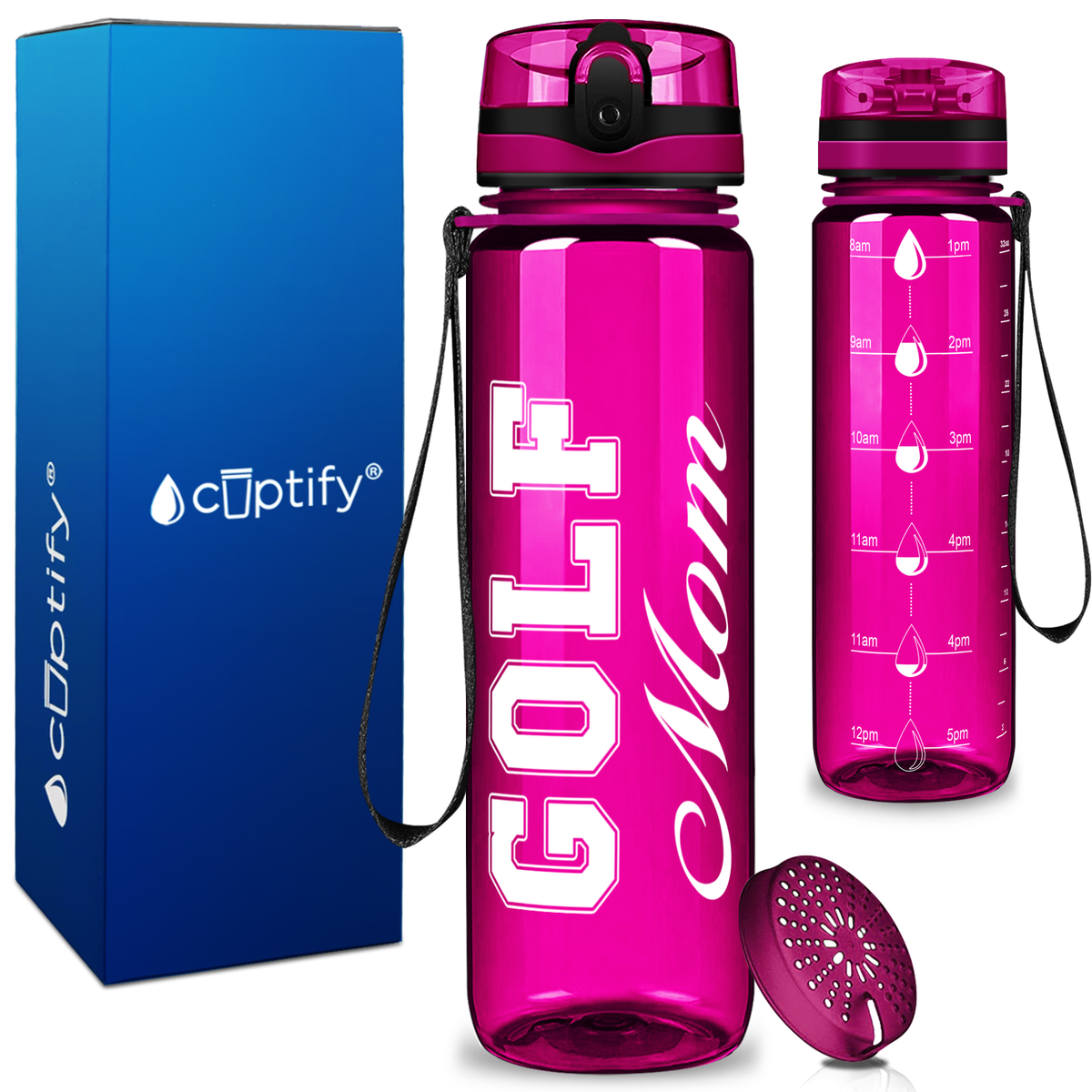 Golf Mom on 32 oz Motivational Tracking Water Bottle