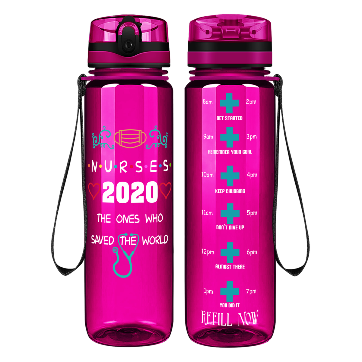 Nurses 2020 The Ones Who Saved The World on 32oz Motivational Tracking Water Bottle