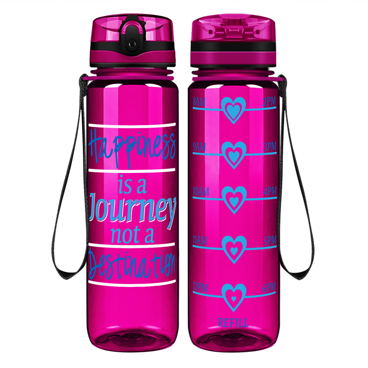 Destination Happiness on 32 oz Motivational Tracking Water Bottle