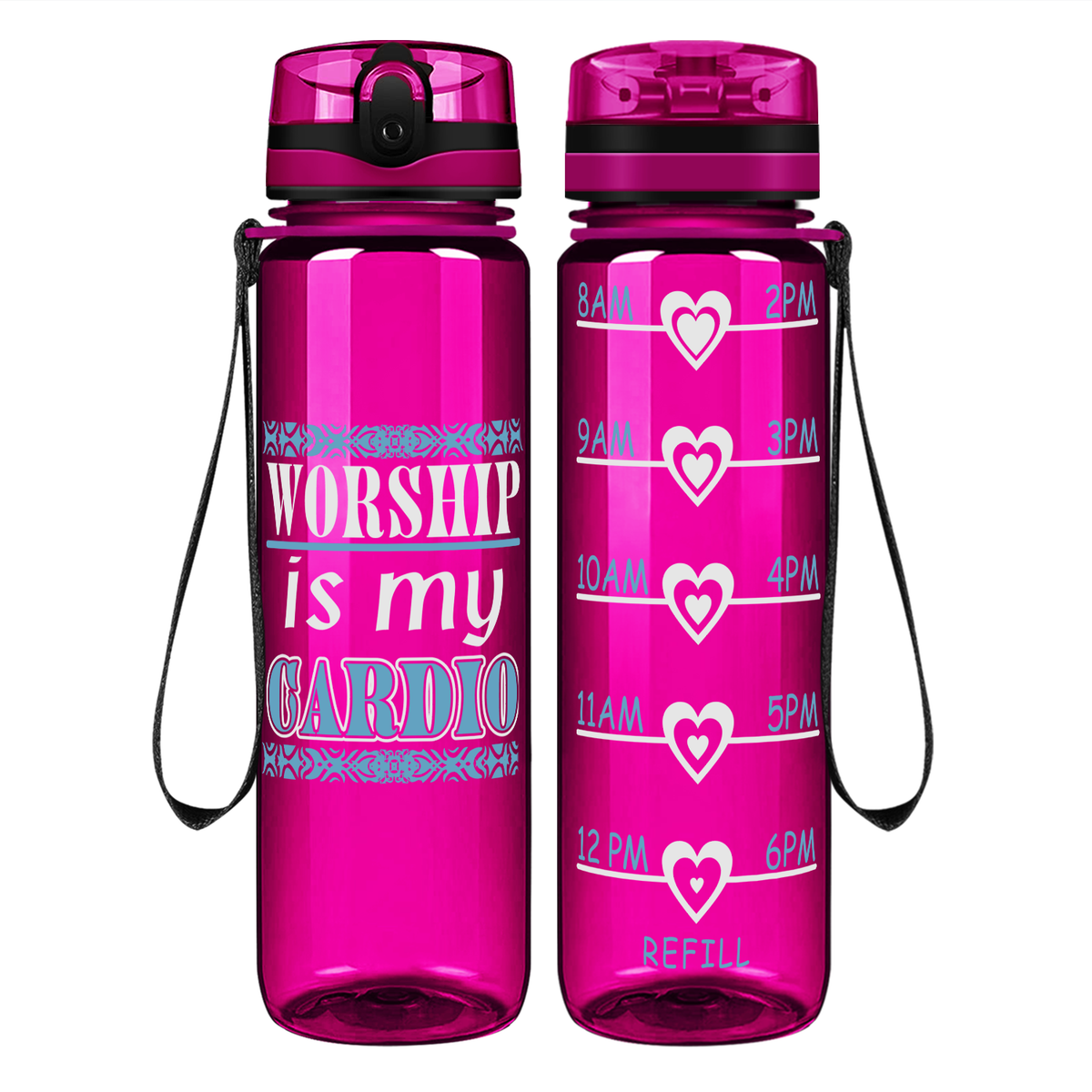 Worship Is My Cardio on 32 oz Motivational Tracking Water Bottle