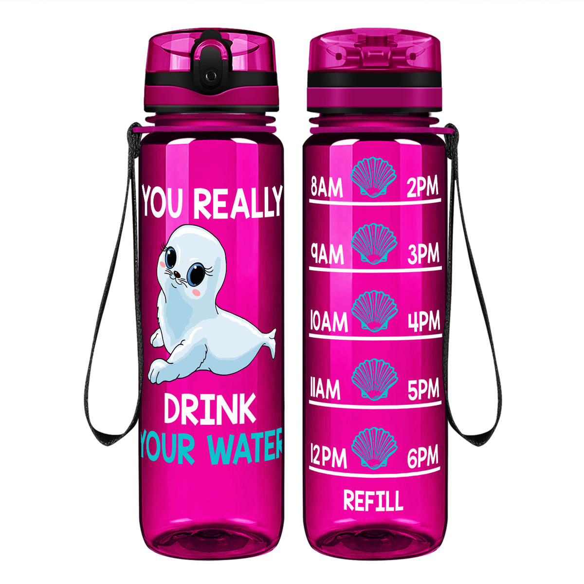 Seal Water on 32 oz Motivational Tracking Water Bottle