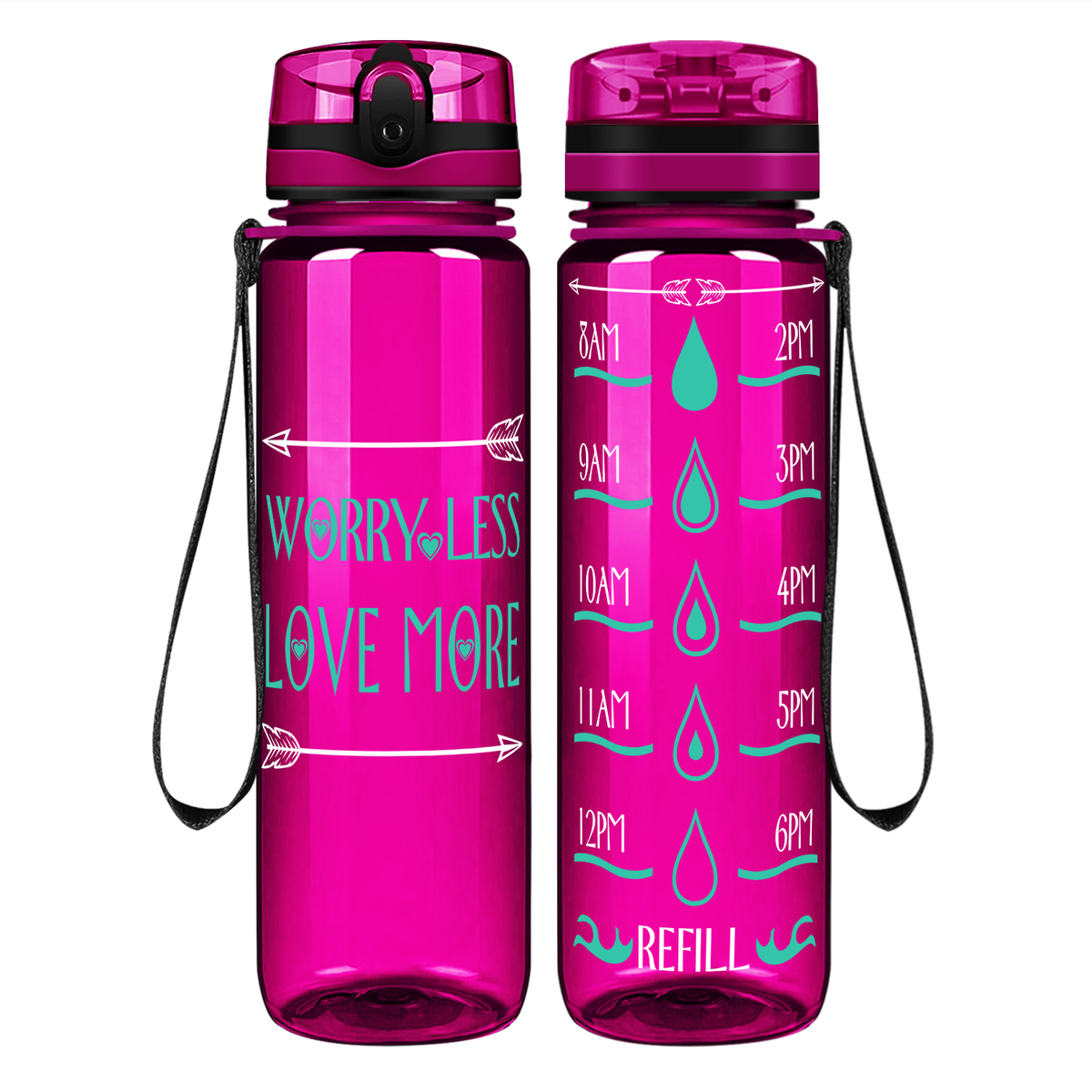 Love More Arrows on 32 oz Motivational Tracking Water Bottle