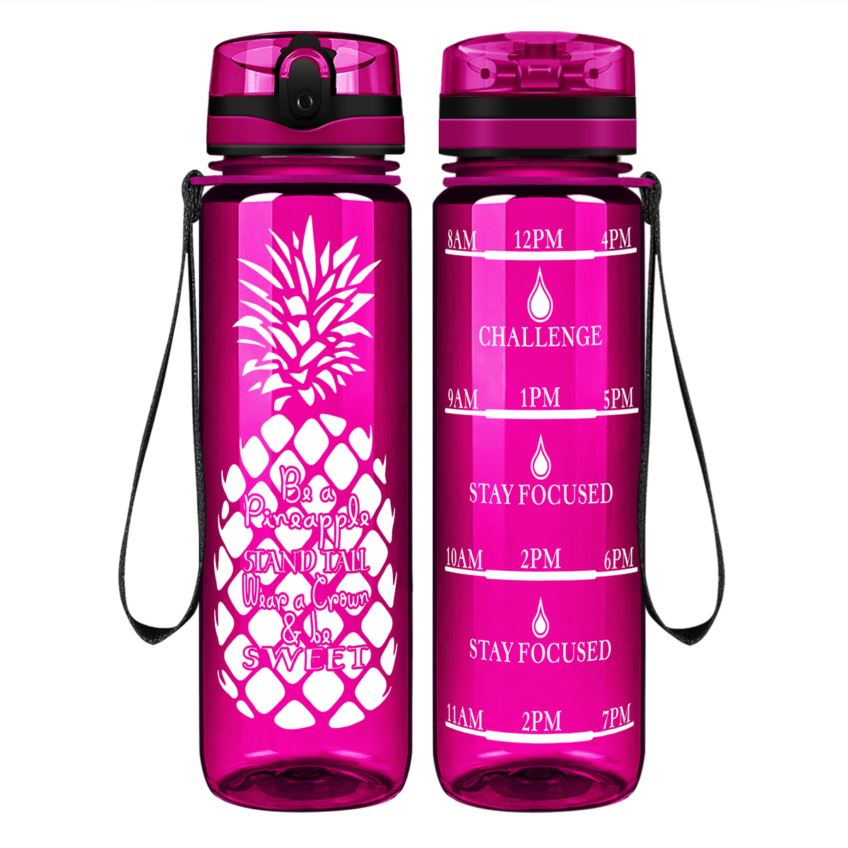 Pineapple Stand Tall on 32 oz Motivational Tracking Water Bottle