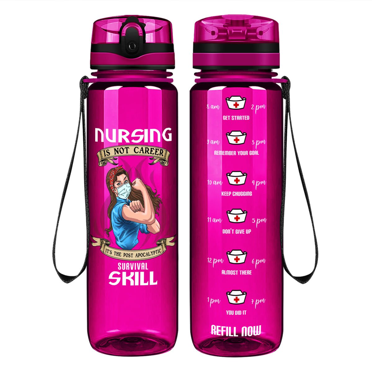 Survival Skill on 32oz Motivational Nurse Water Bottle
