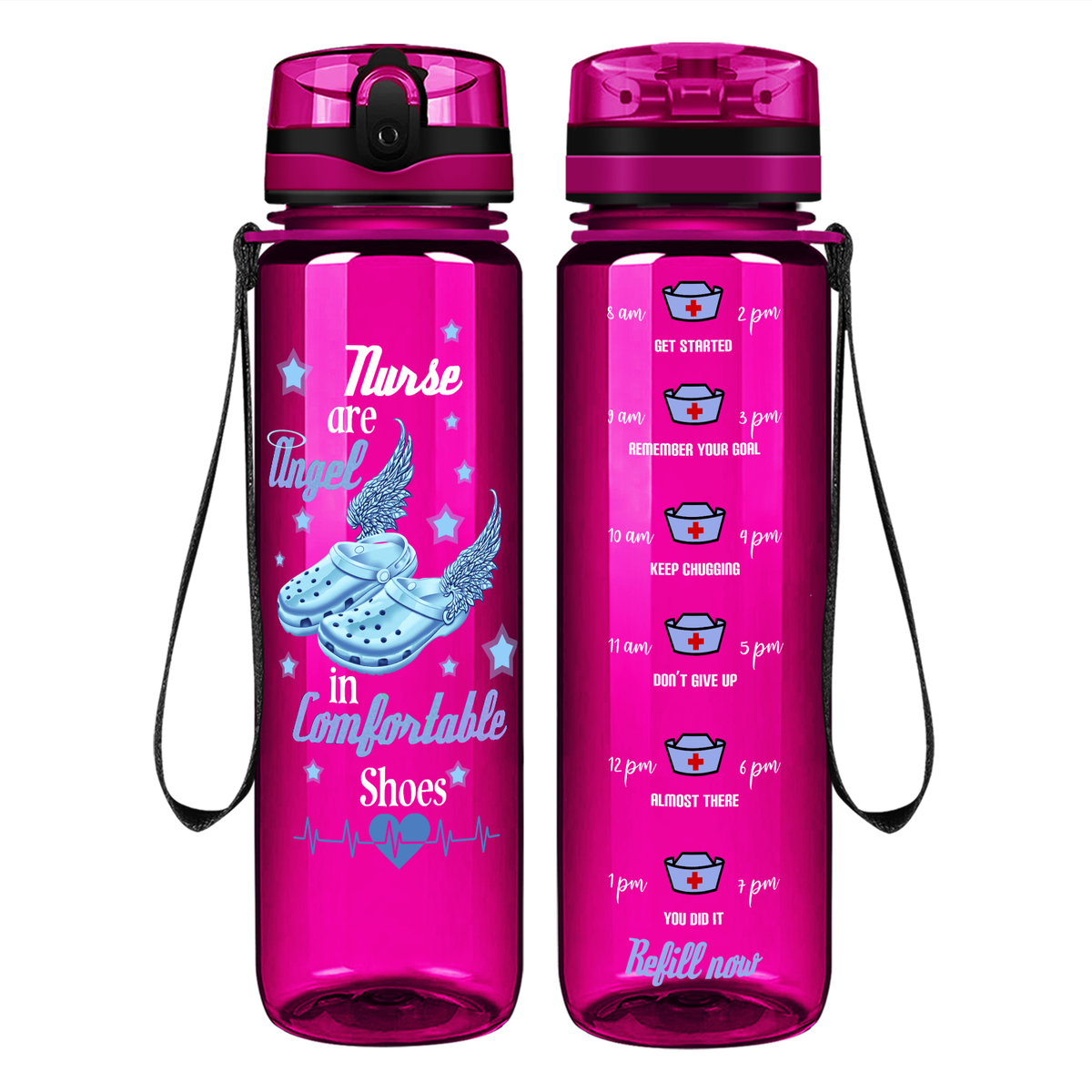 Nurses are Angel on 32oz Motivational Tracking Water Bottle