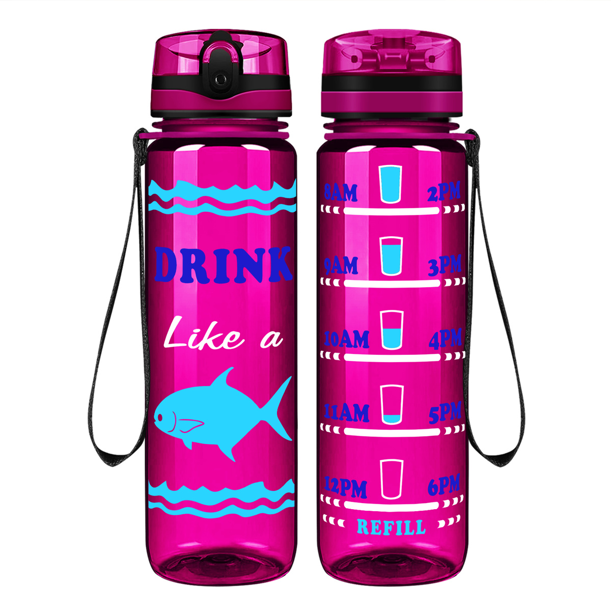 Drink Like Fish on 32 oz Motivational Tracking Water Bottle