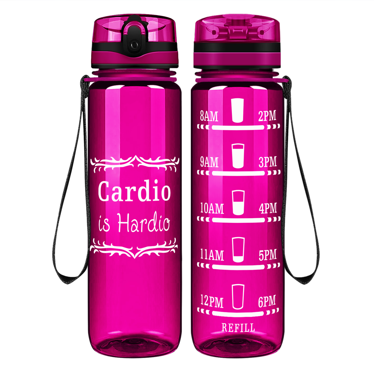 Cardio is Hardio on 32 oz Motivational Tracking Water Bottle