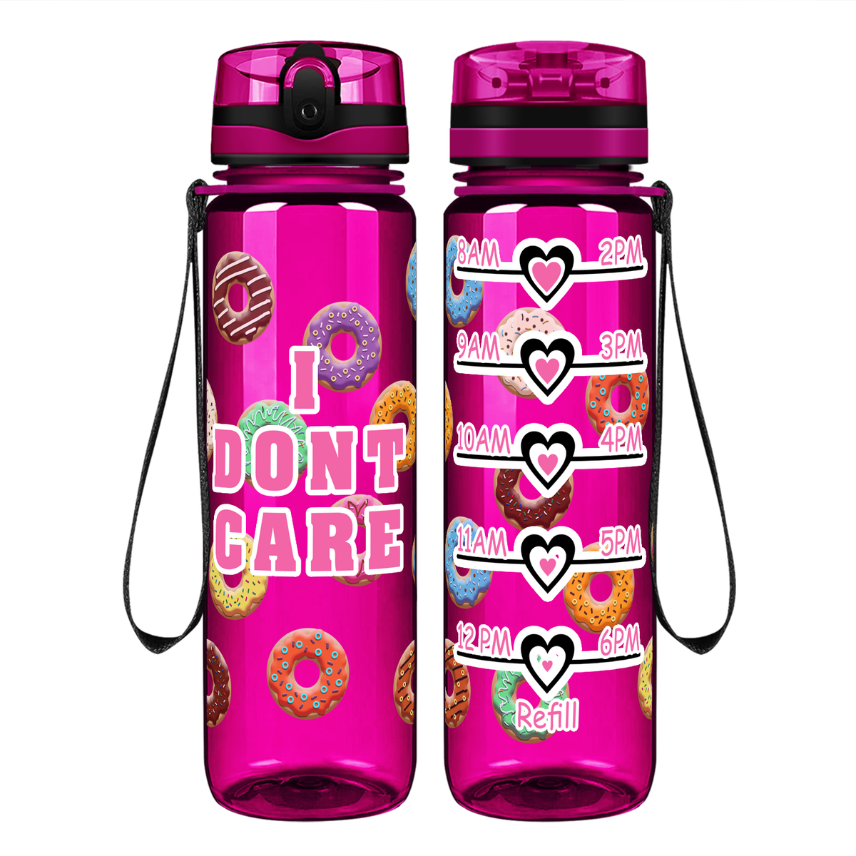 I Donut Care on 32 oz Motivational Tracking Water Bottle