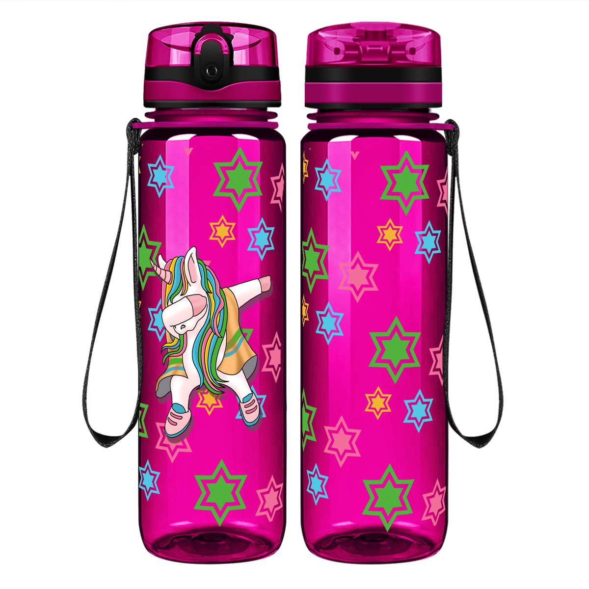 Dancing Unicorn on 32 oz Motivational Tracking Water Bottle