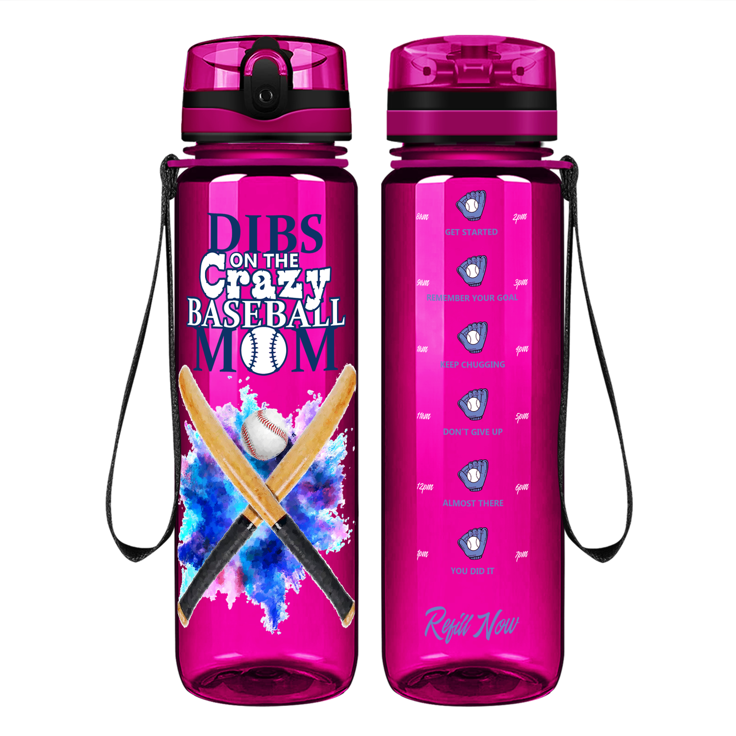 Dibs on the Baseball Mom on 32 oz Motivational Tracking Water Bottle