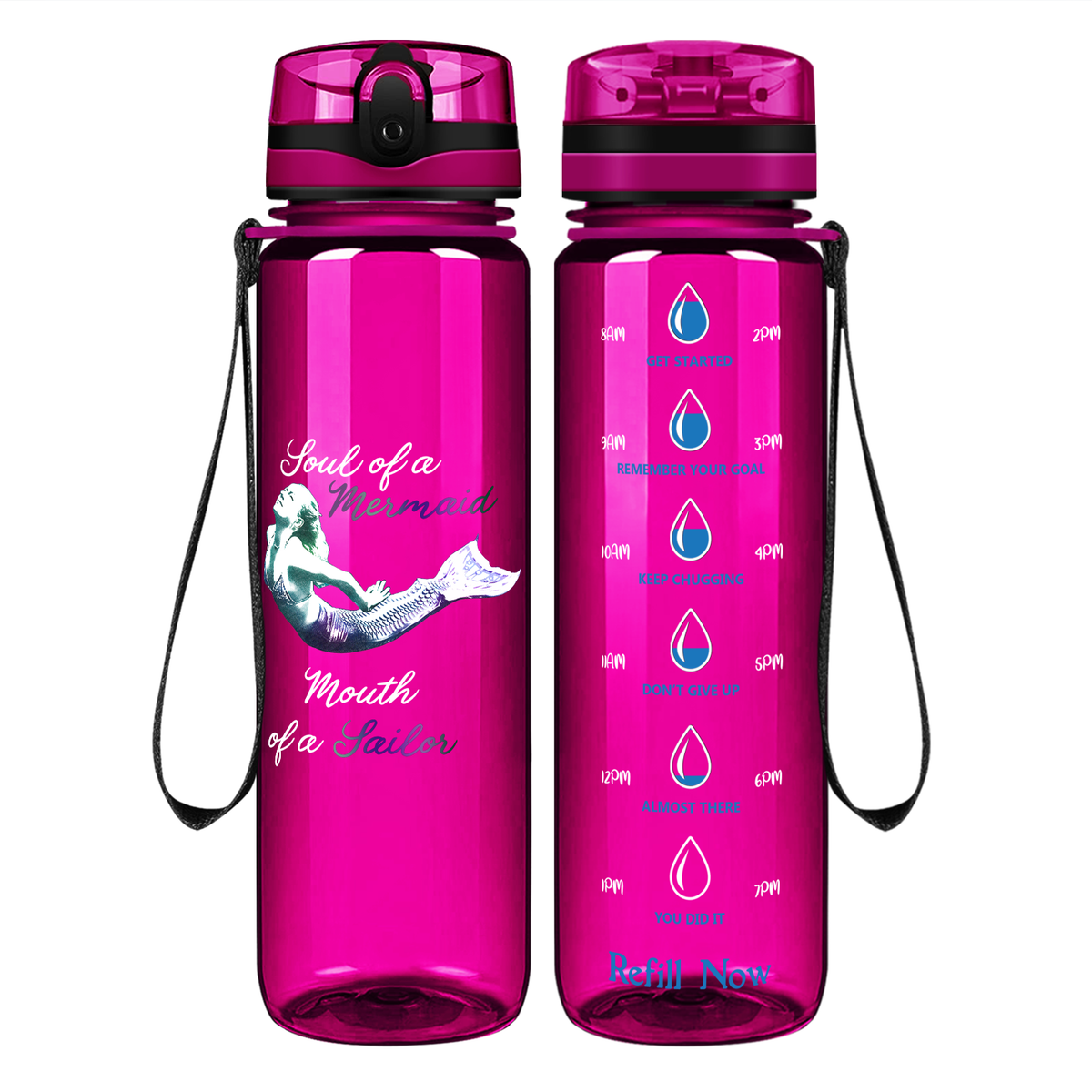 Soul of a Mermaid on 32 oz Motivational Tracking Water Bottle