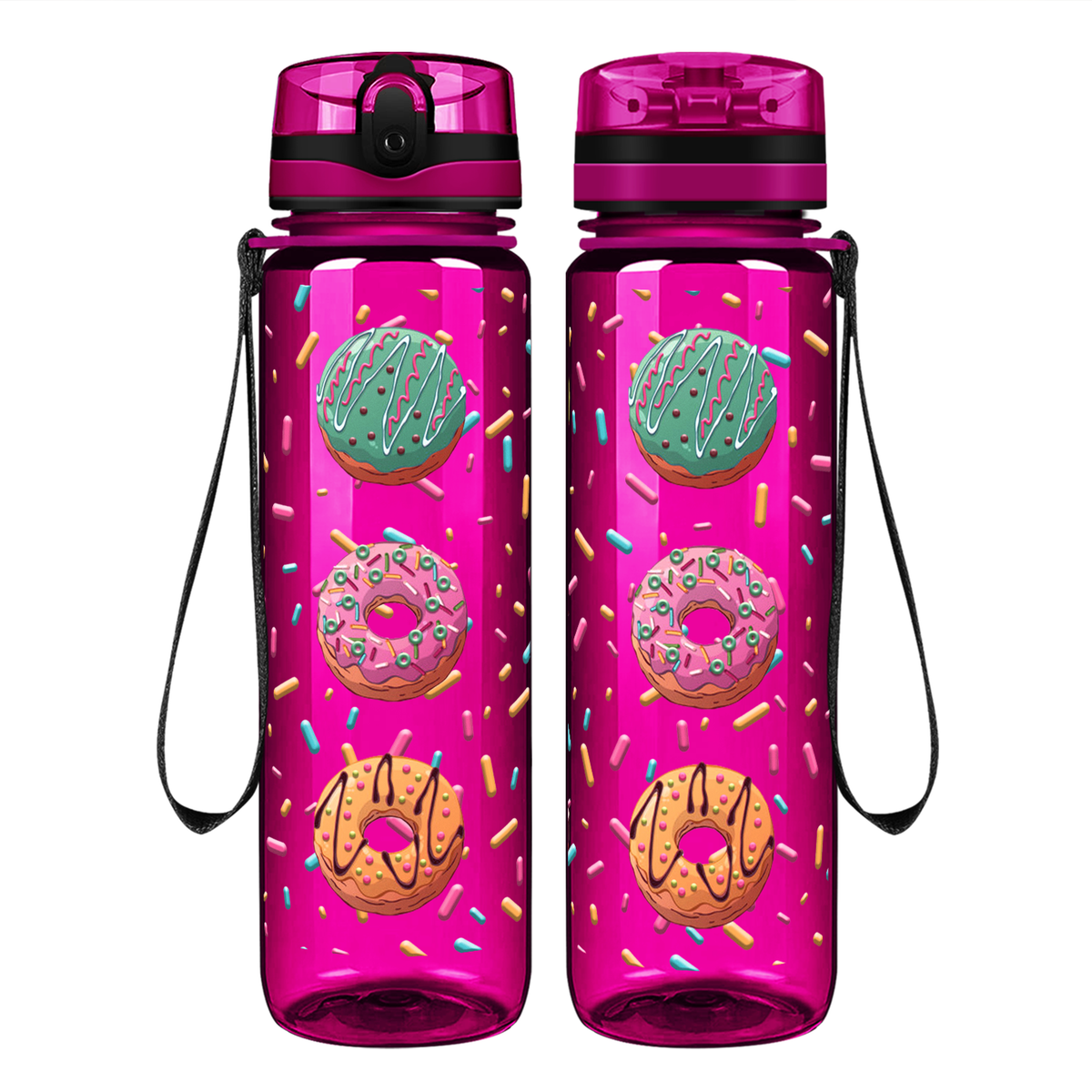 Frosted Donuts on 32 oz Motivational Tracking Water Bottle