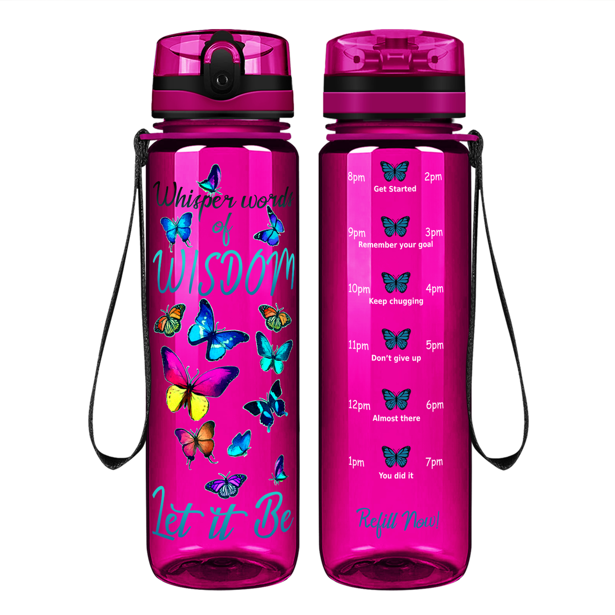 Whisper Words of Wisdom on 32 oz Motivational Tracking Water Bottle