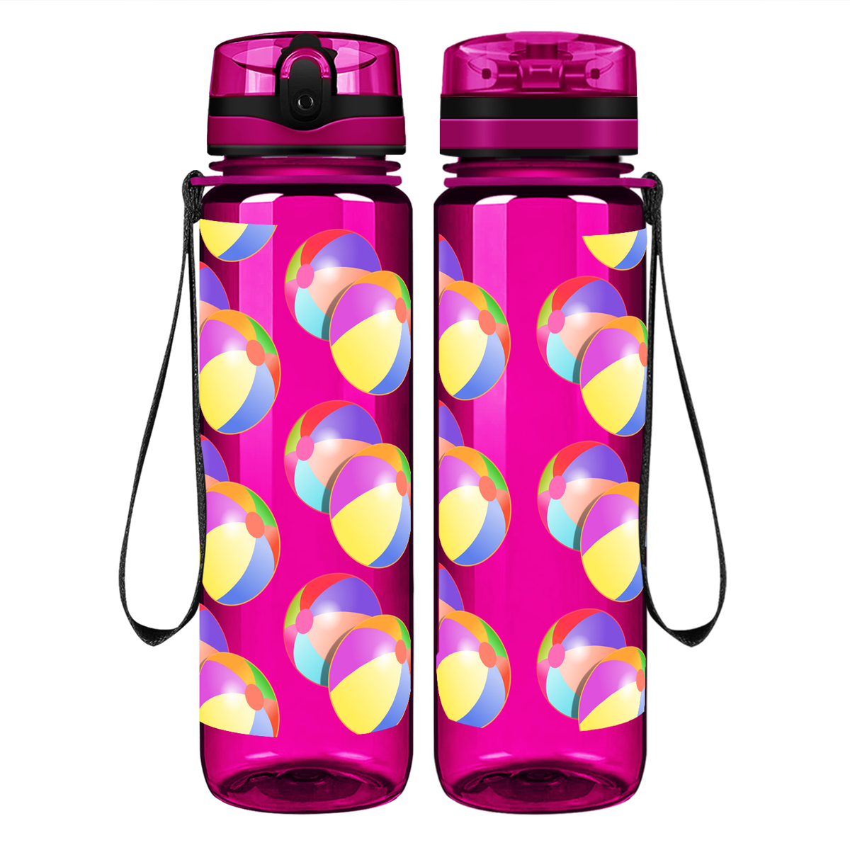 Beach Balls on 32 oz Motivational Tracking Water Bottle