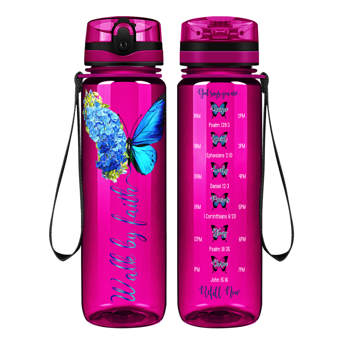 Walk by Faith on 32 oz Motivational Tracking Water Bottle