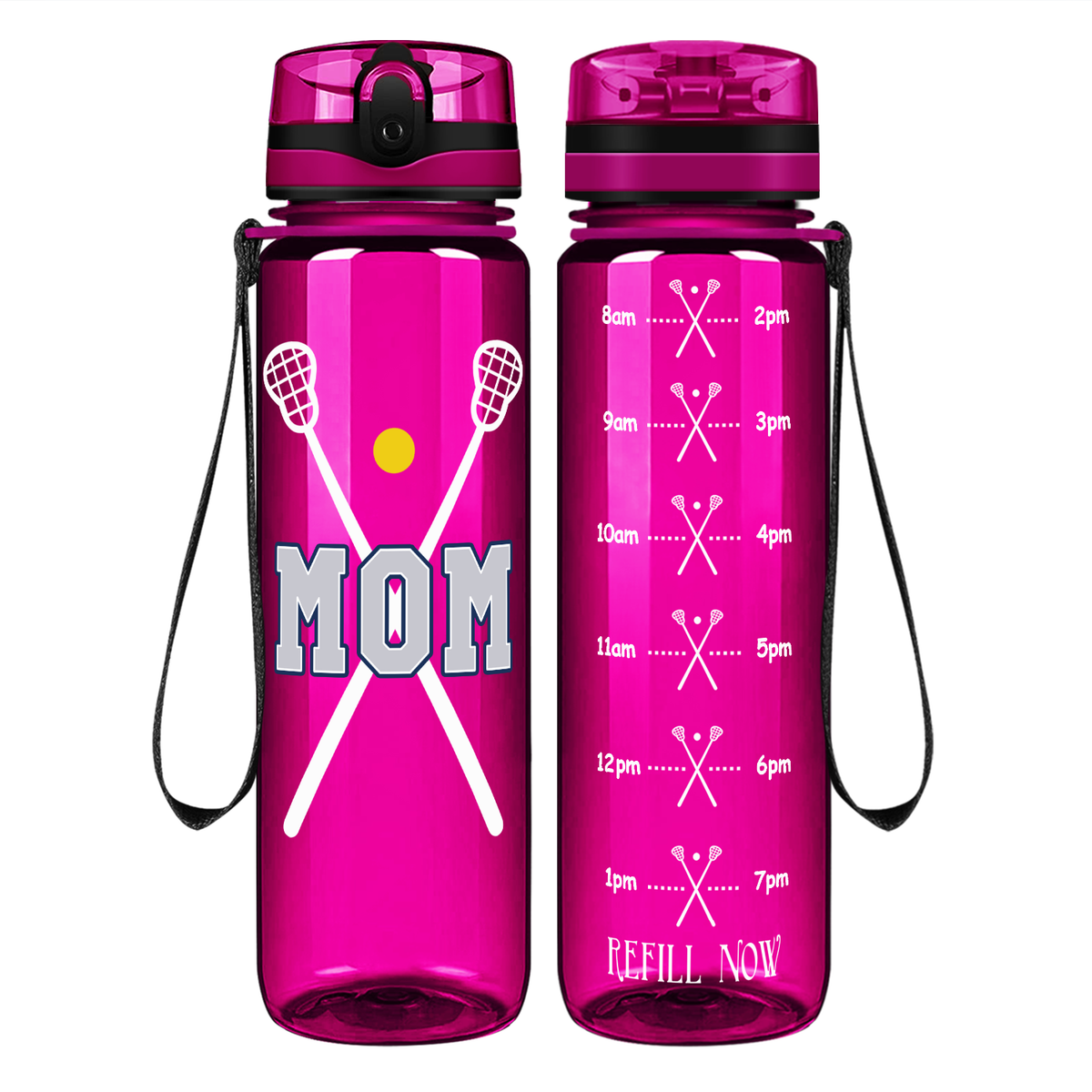 Mom Lacrosse Sticks on 32 oz Motivational Tracking Water Bottle