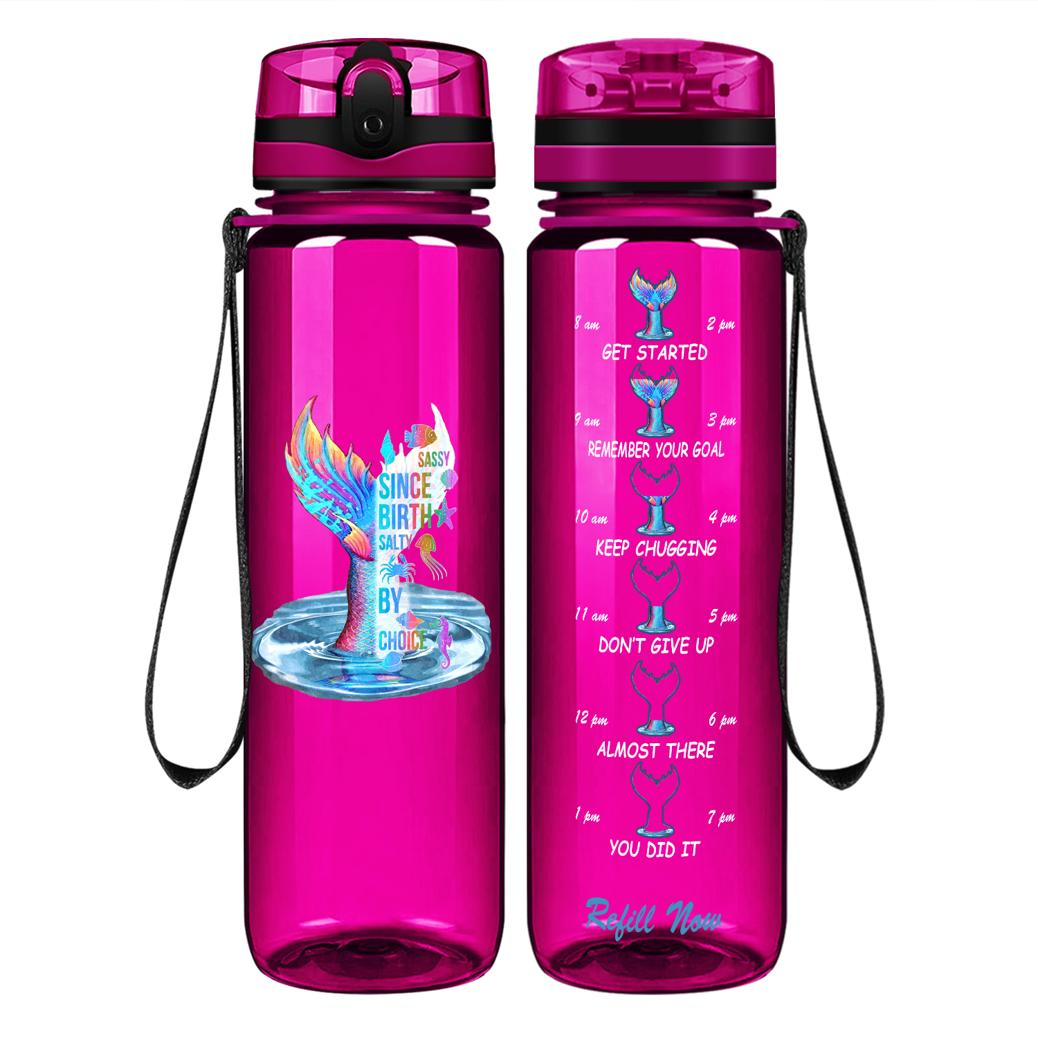 Personalized Sassy Since Birth on 32 oz Motivational Tracking Water Bottle
