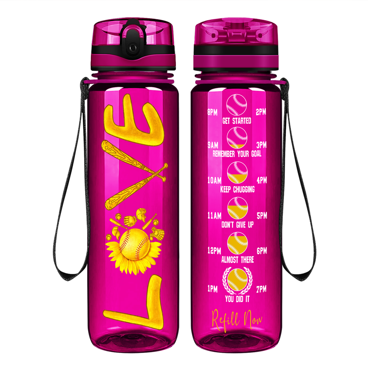 Softball Love Motivational Tracking Water Bottle
