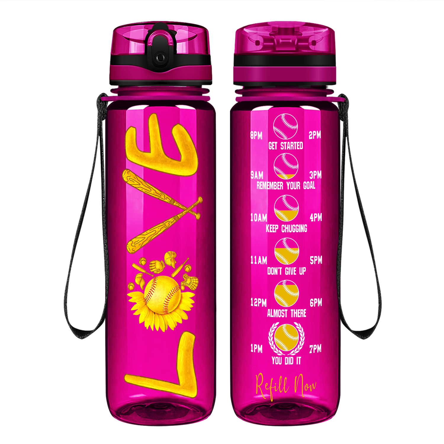 Softball Love Motivational Tracking Water Bottle