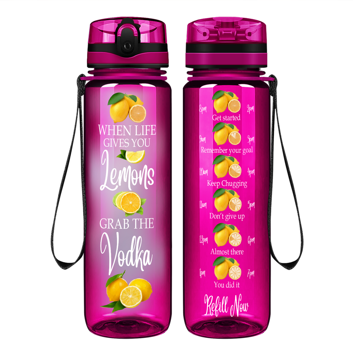 When Life Gives You Lemons on 32 oz Motivational Tracking Water Bottle
