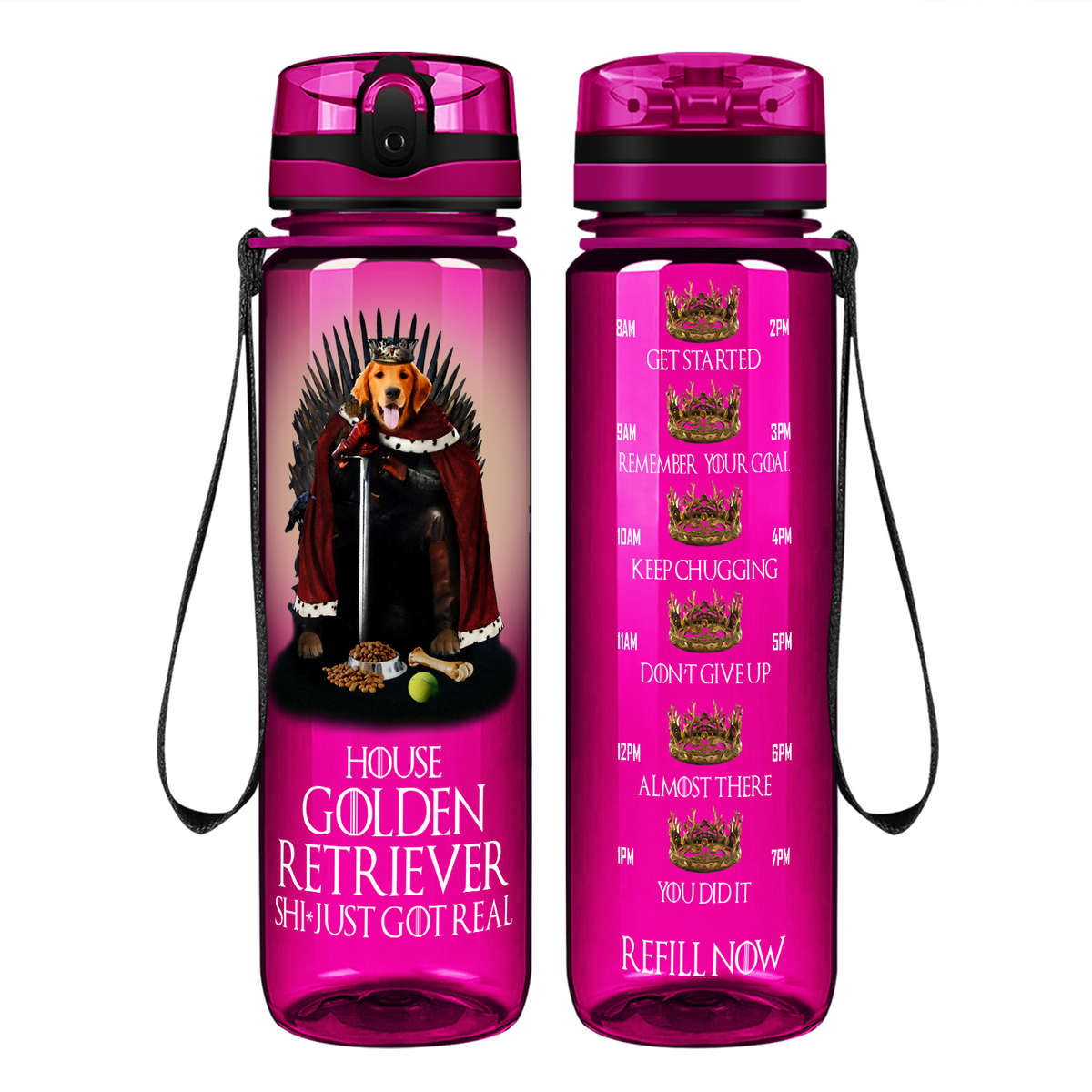 House Golden Retriever Just Got Real on 32 oz Motivational Tracking Water Bottle