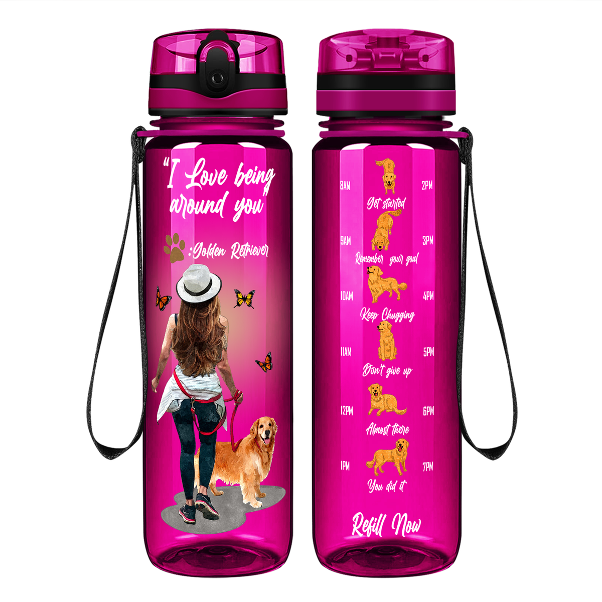 I love Being Around You Golden Retriever on 32 oz Motivational Tracking Water Bottle