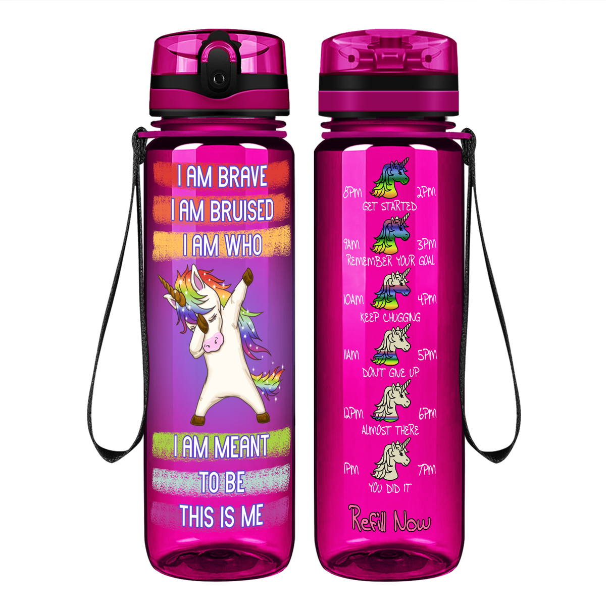 I Am Brave I Am Bruised I Am Who on 32 oz Motivational Tracking Water Bottle