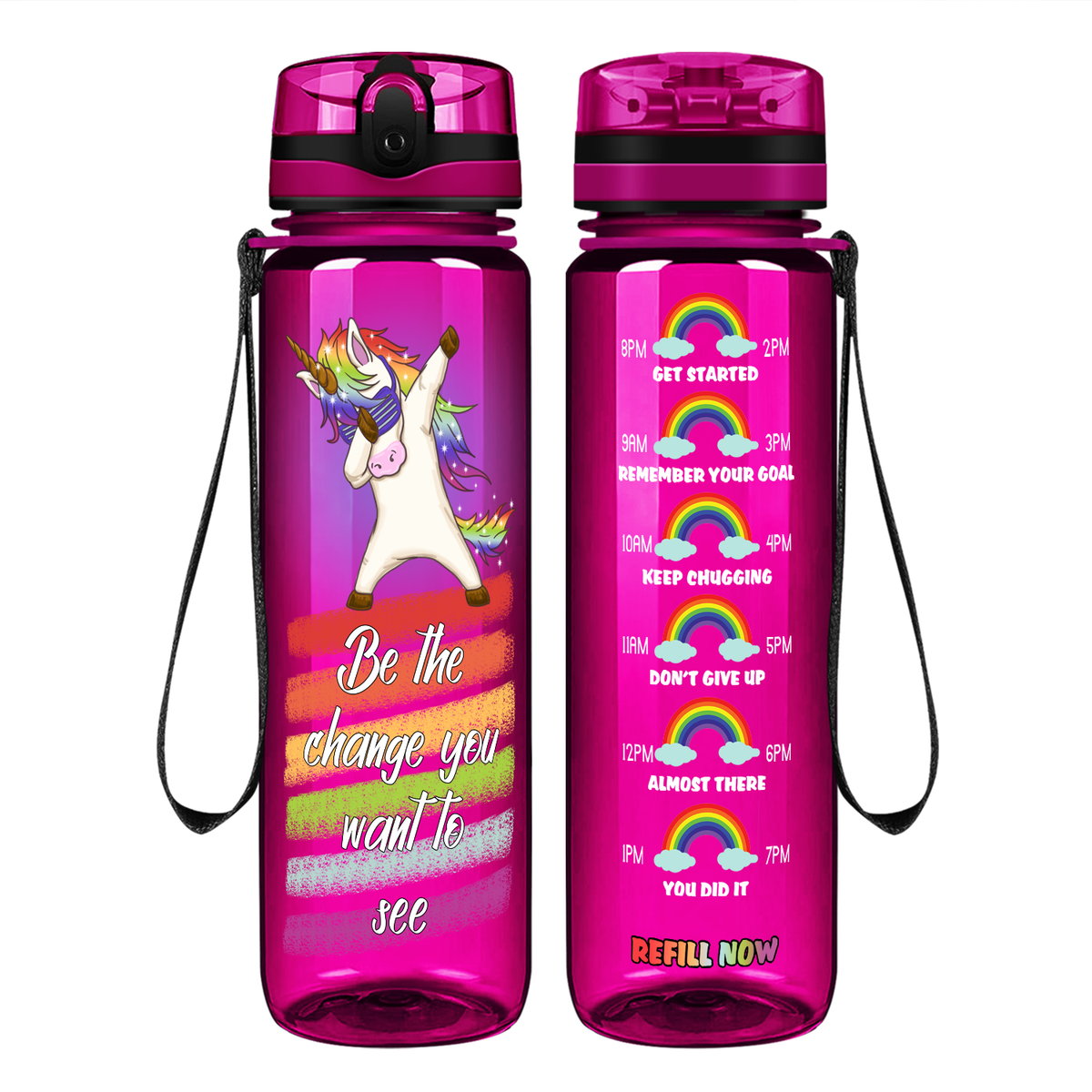 Be The Change You Want To See on 32 oz Motivational Tracking Water Bottle