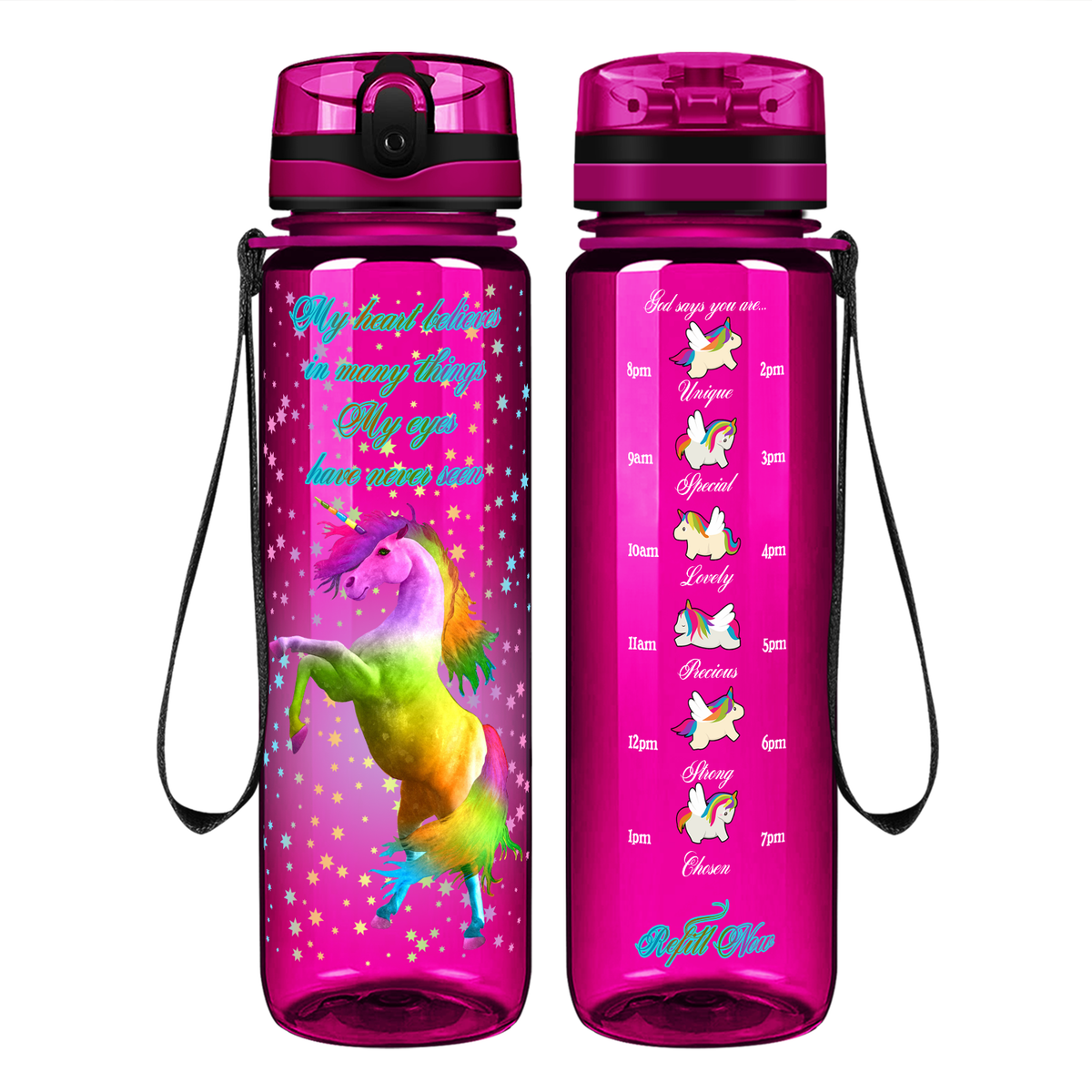 My Heart Believes In Many Things on 32 oz Motivational Tracking Water Bottle