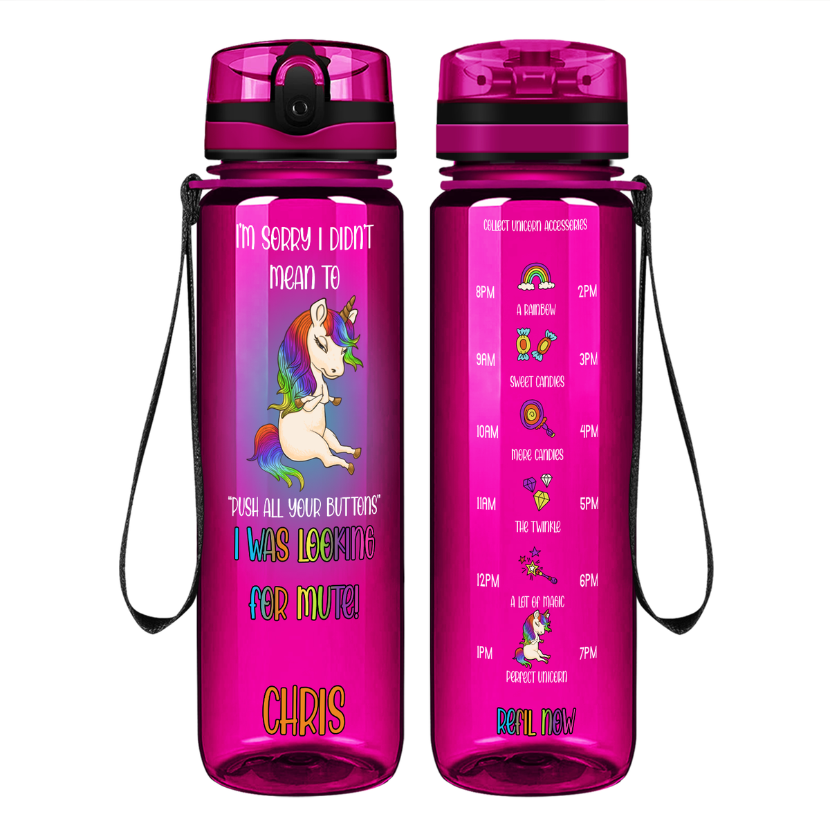 I'm Sorry I Didn't Mean To Push All Your Buttons on 32 oz Motivational Tracking Water Bottle