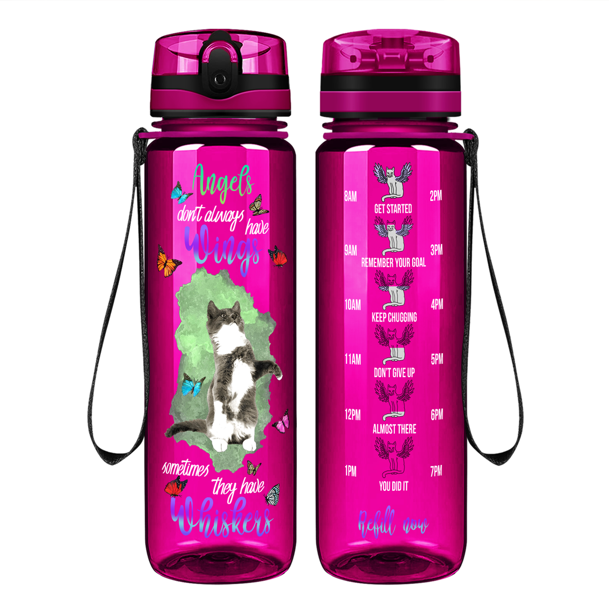 Angels Don't Always Have Wings on 32 oz Motivational Tracking Water Bottle