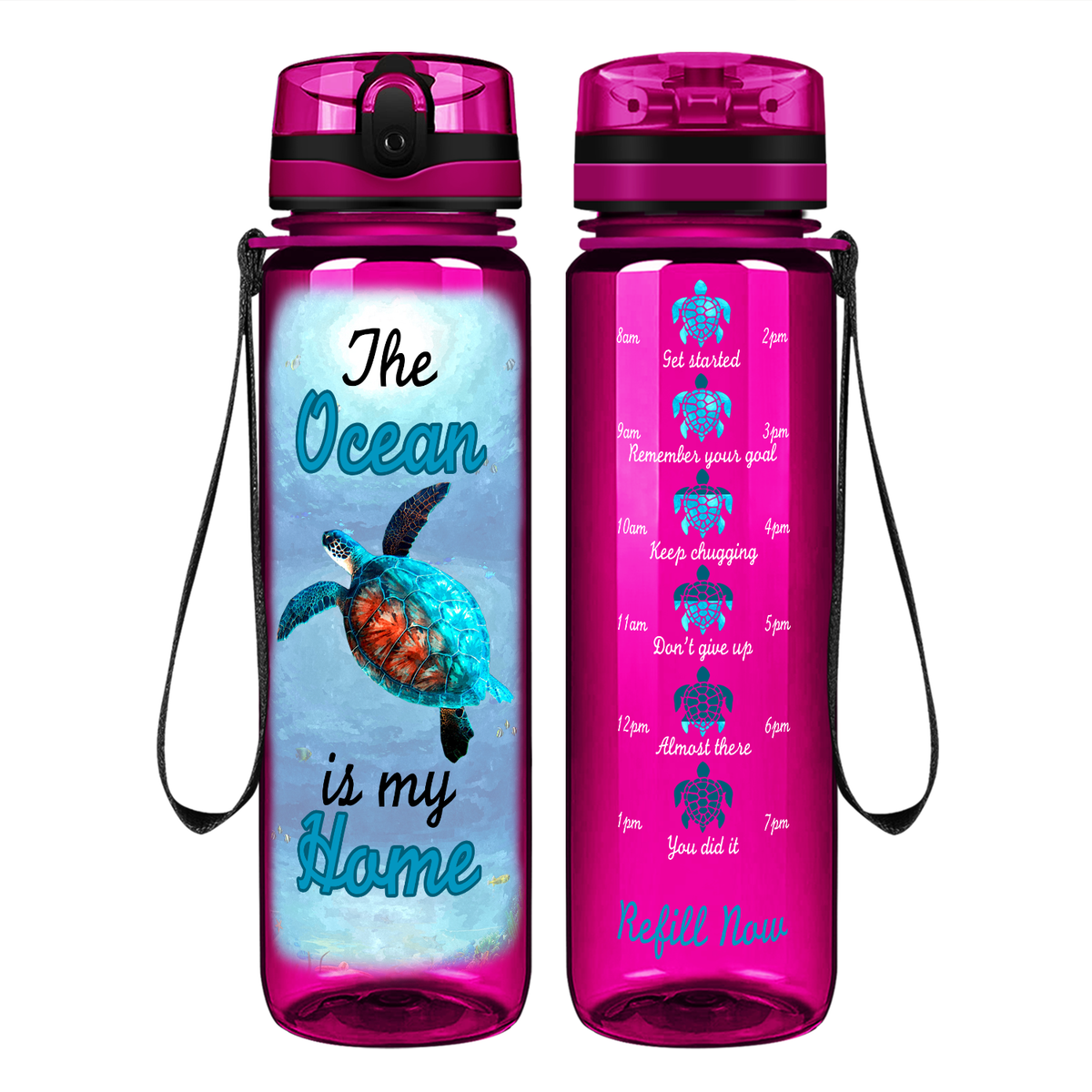 The Ocean Is My Home on 32 oz Motivational Tracking Water Bottle