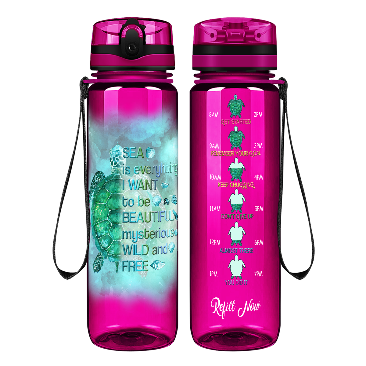 Sea Is Everything I Want on 32 oz Motivational Tracking Water Bottle