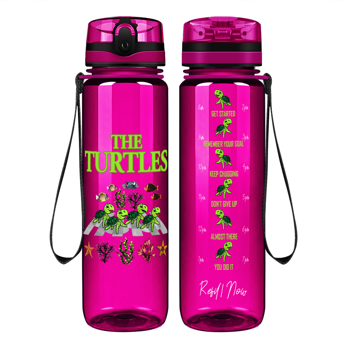 The Turtles on 32 oz Motivational Tracking Water Bottle