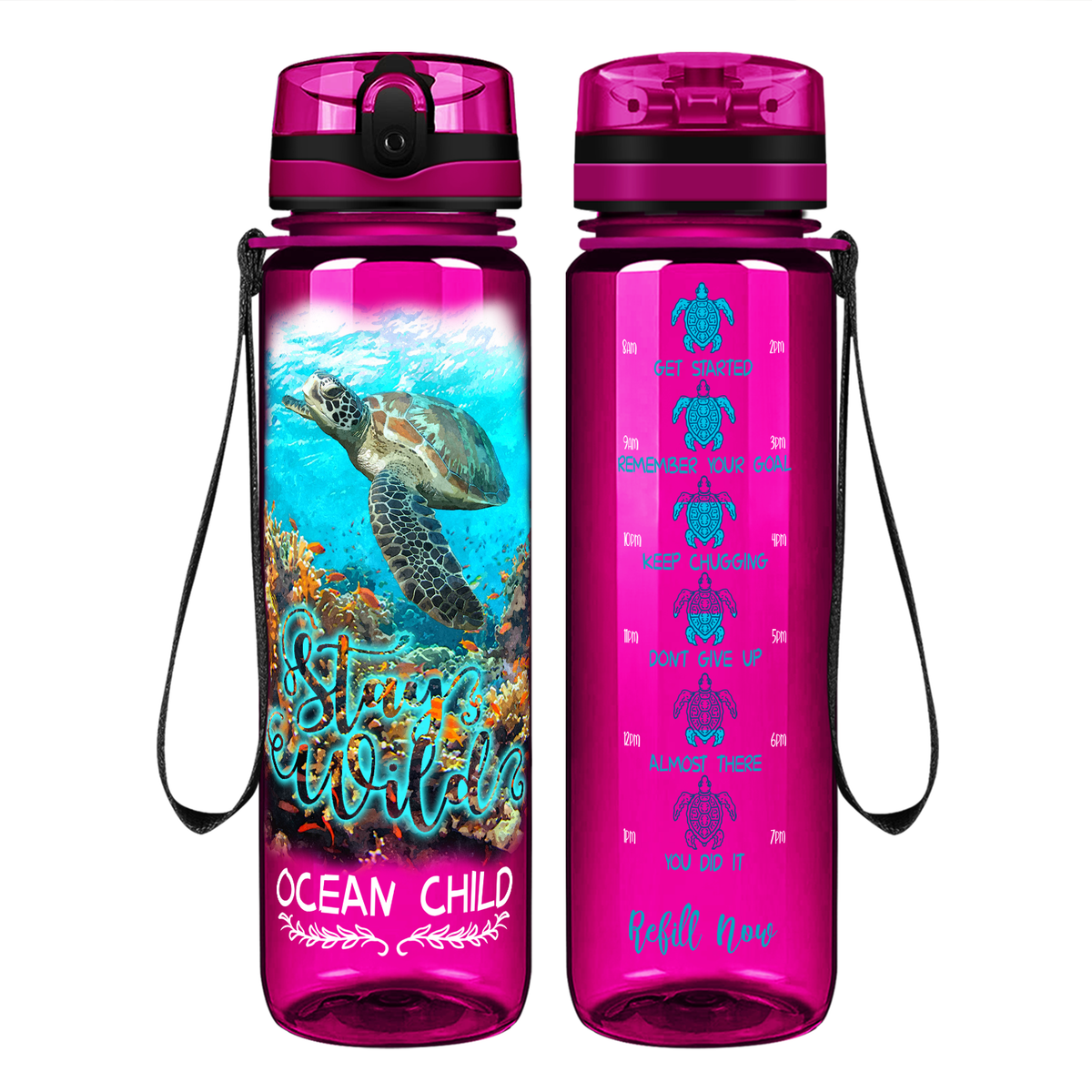 Stay Wild Ocean Child on 32 oz Motivational Tracking Water Bottle