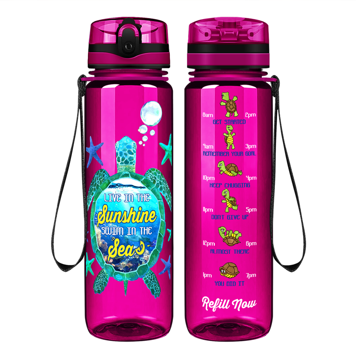 Live In The Sunshine Swim in The Sea on 32 oz Motivational Tracking Water Bottle
