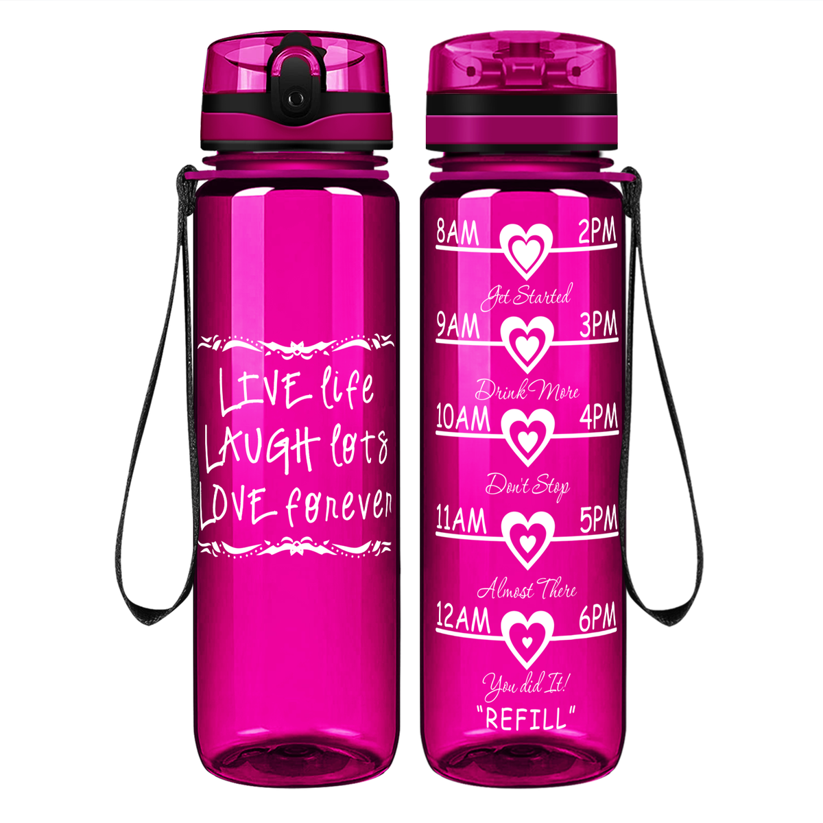Live Life on 32 oz Motivational Tracking Water Bottle