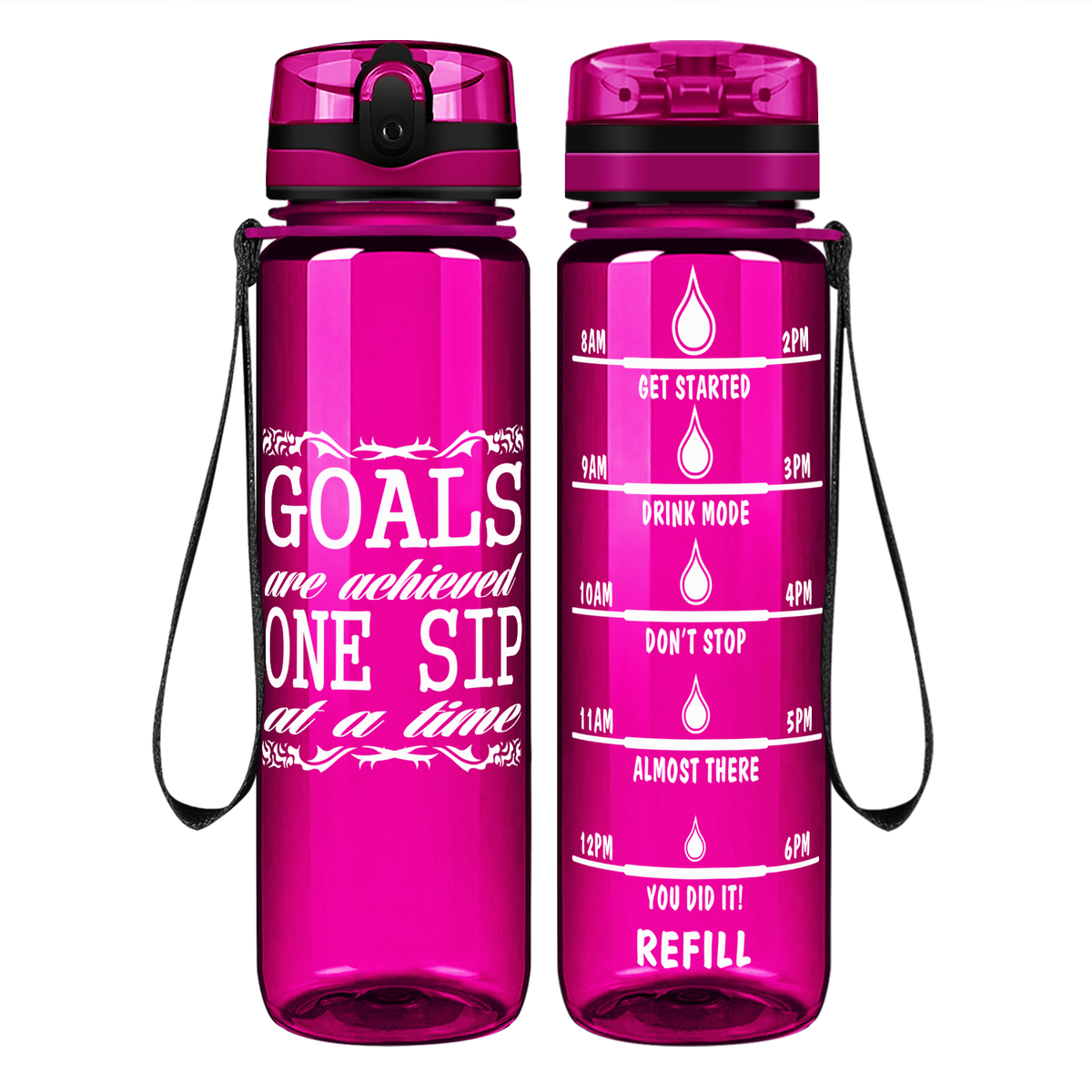 One Sip At A Time Goals on 32 oz Motivational Tracking Water Bottle