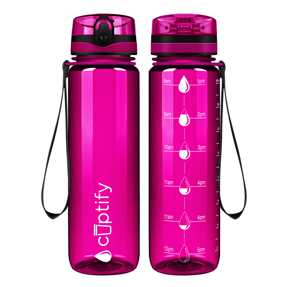 Cuptify Fuchsia Gloss Hydration Tracker Water Bottle