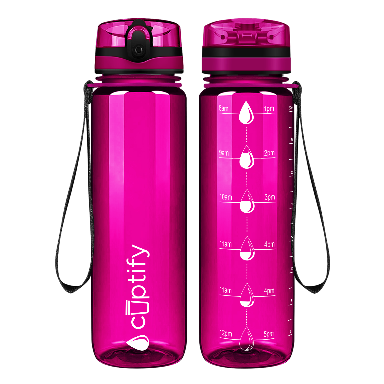Cuptify Fuchsia Gloss Hydration Tracker Water Bottle