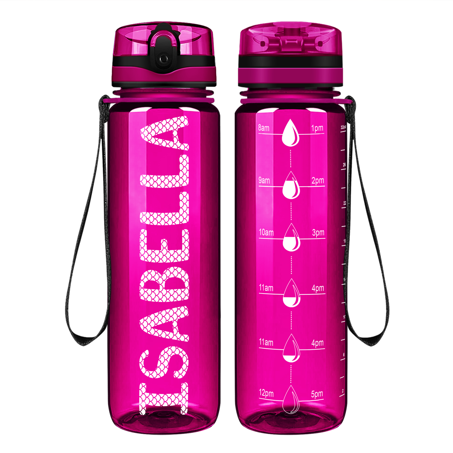 Cuptify Kids Personalized on Fuchsia Motivational Tracking Water Bottle