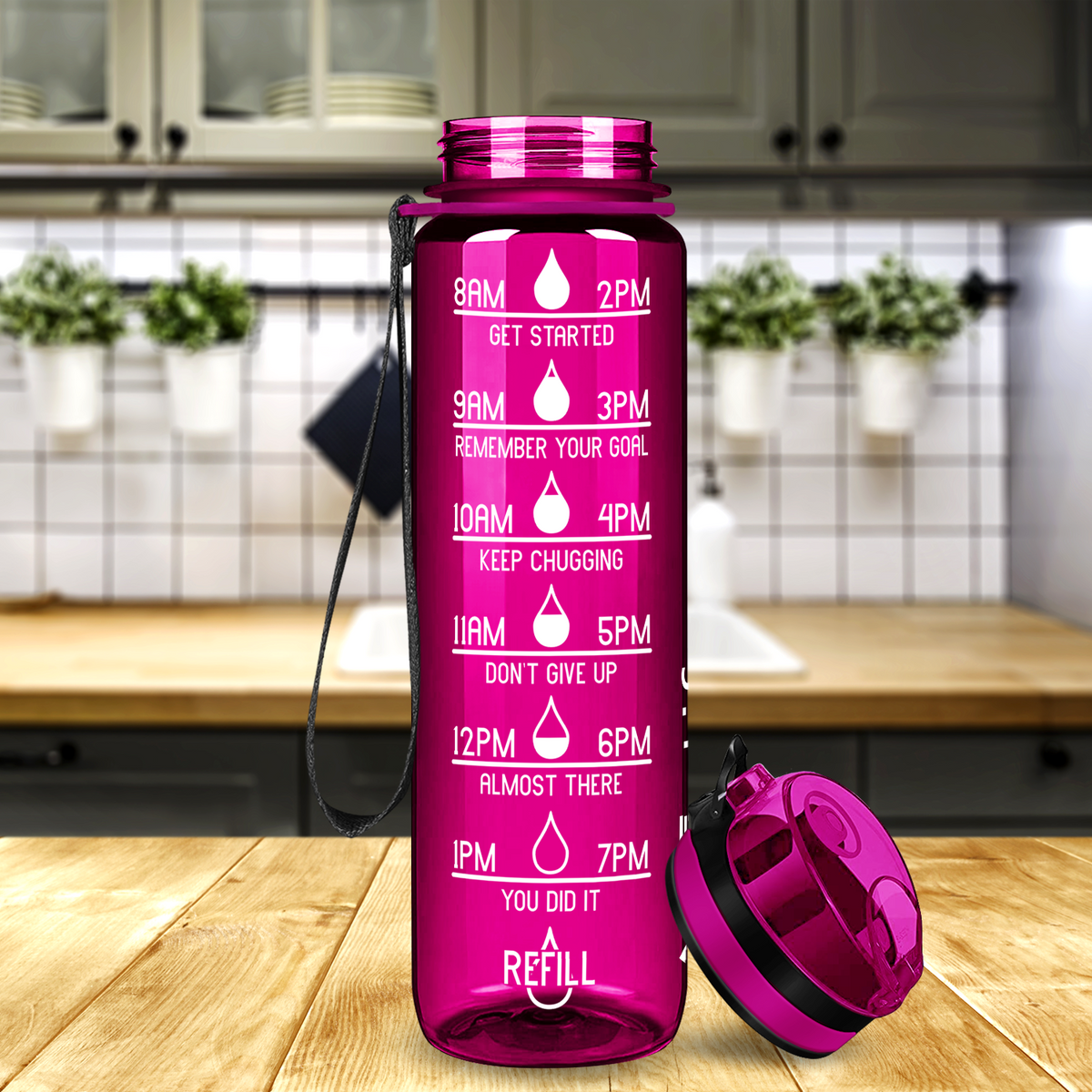 Cuptify Fuchsia Gloss 32 oz Motivational Water Bottle