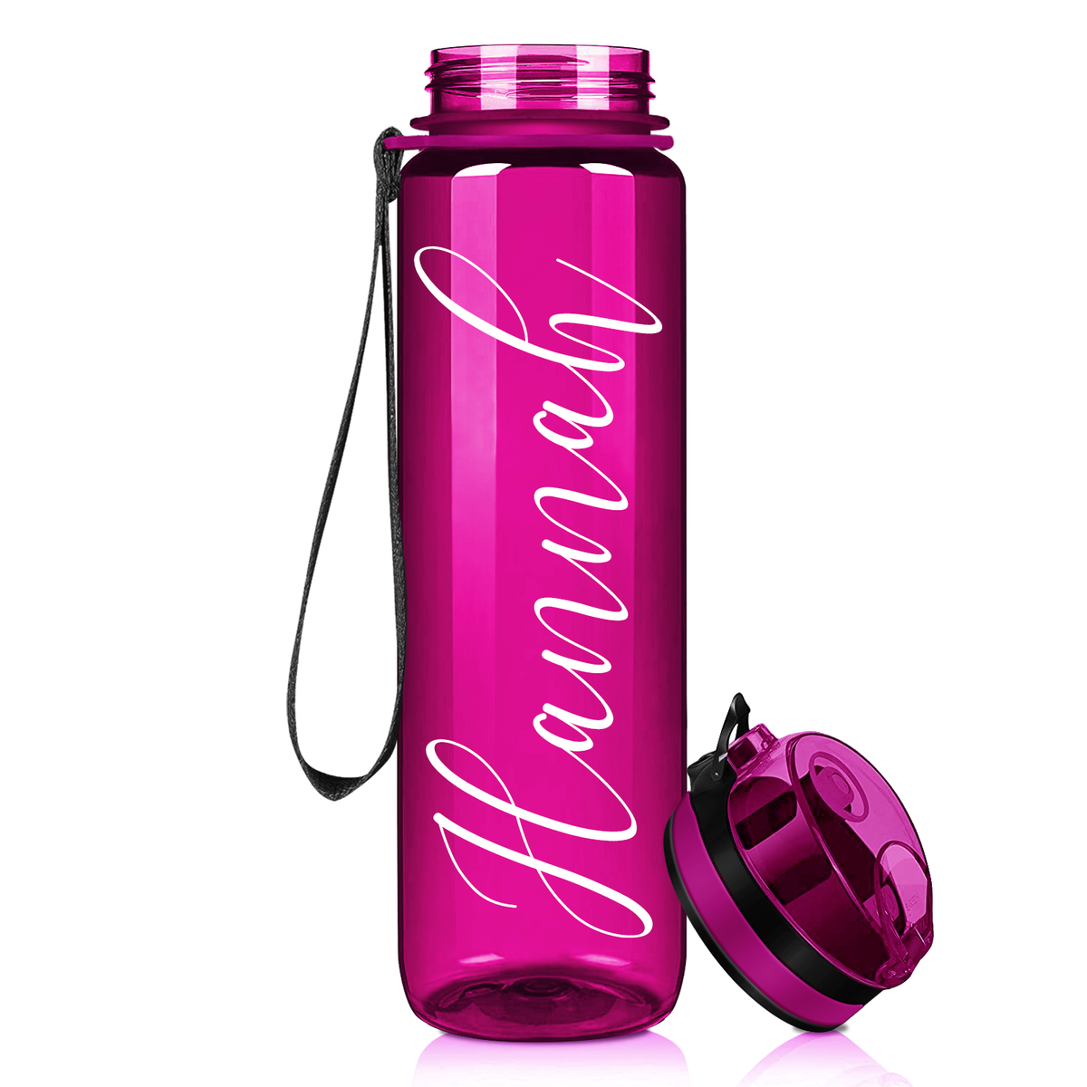 Fuchsia 32 oz Personalized Motivational Tracking Water Bottle