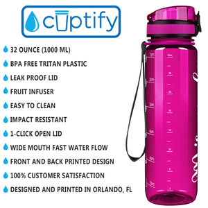 Cuptify Personalized Fuchsia Gloss 32 oz Water Bottle