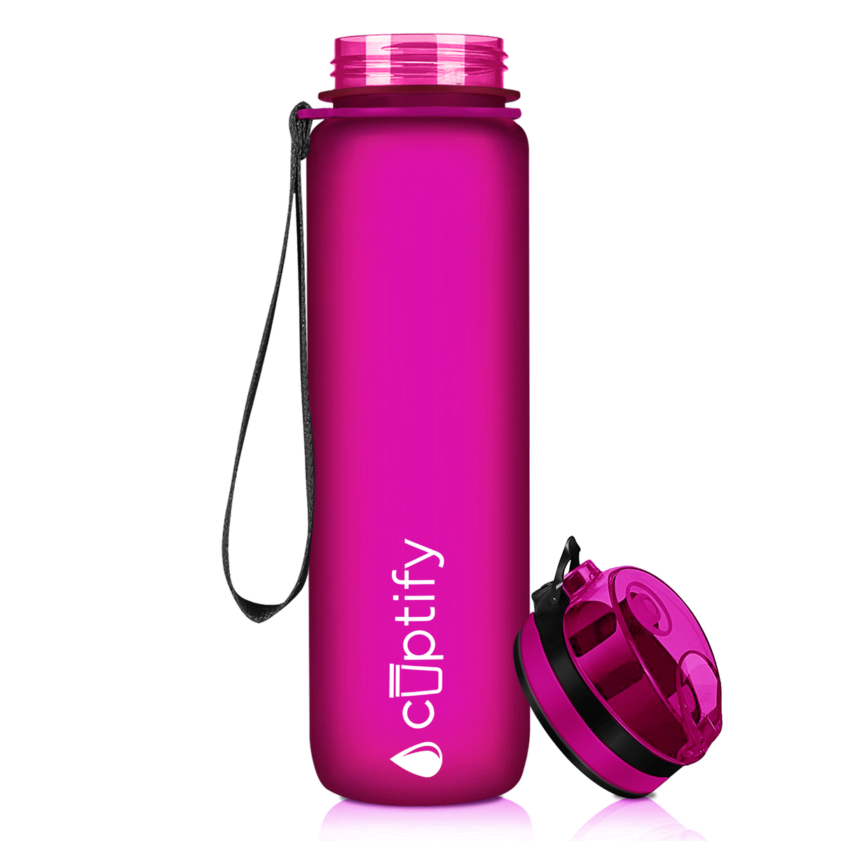 Fuchsia Frosted 32 oz Hydration Tracker Water Bottle